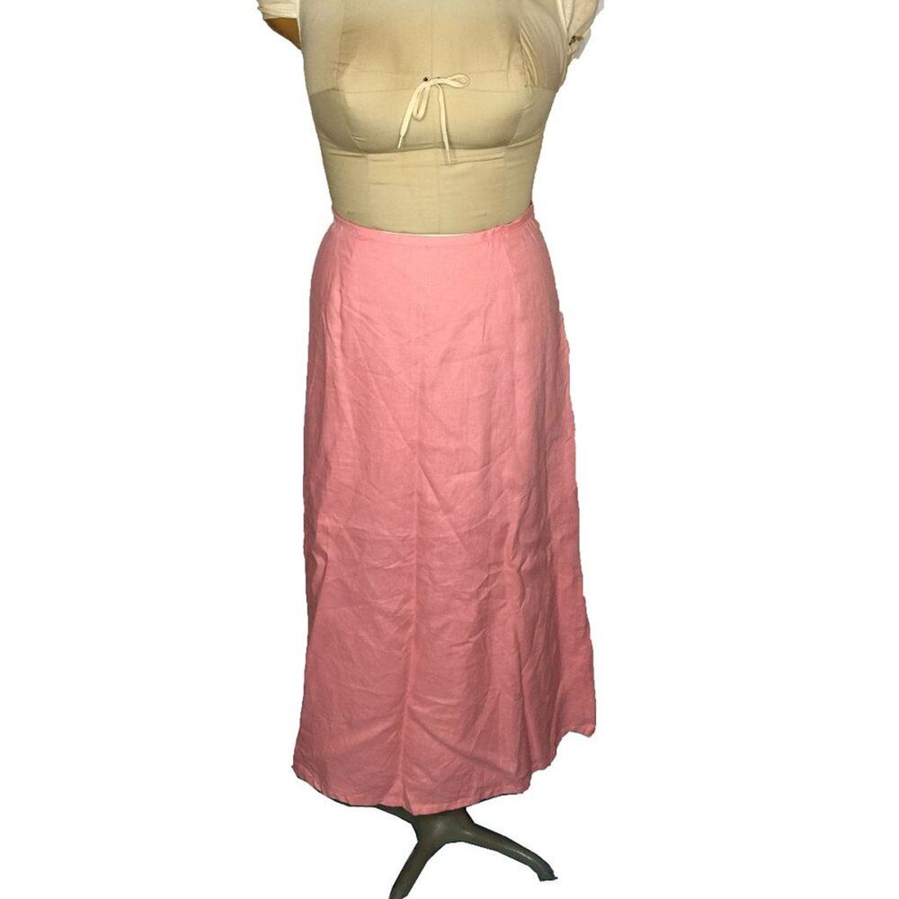 Relativity LINEN Casual Skirt Side Zip Solid Pink Size 14 Career Lined Maxi